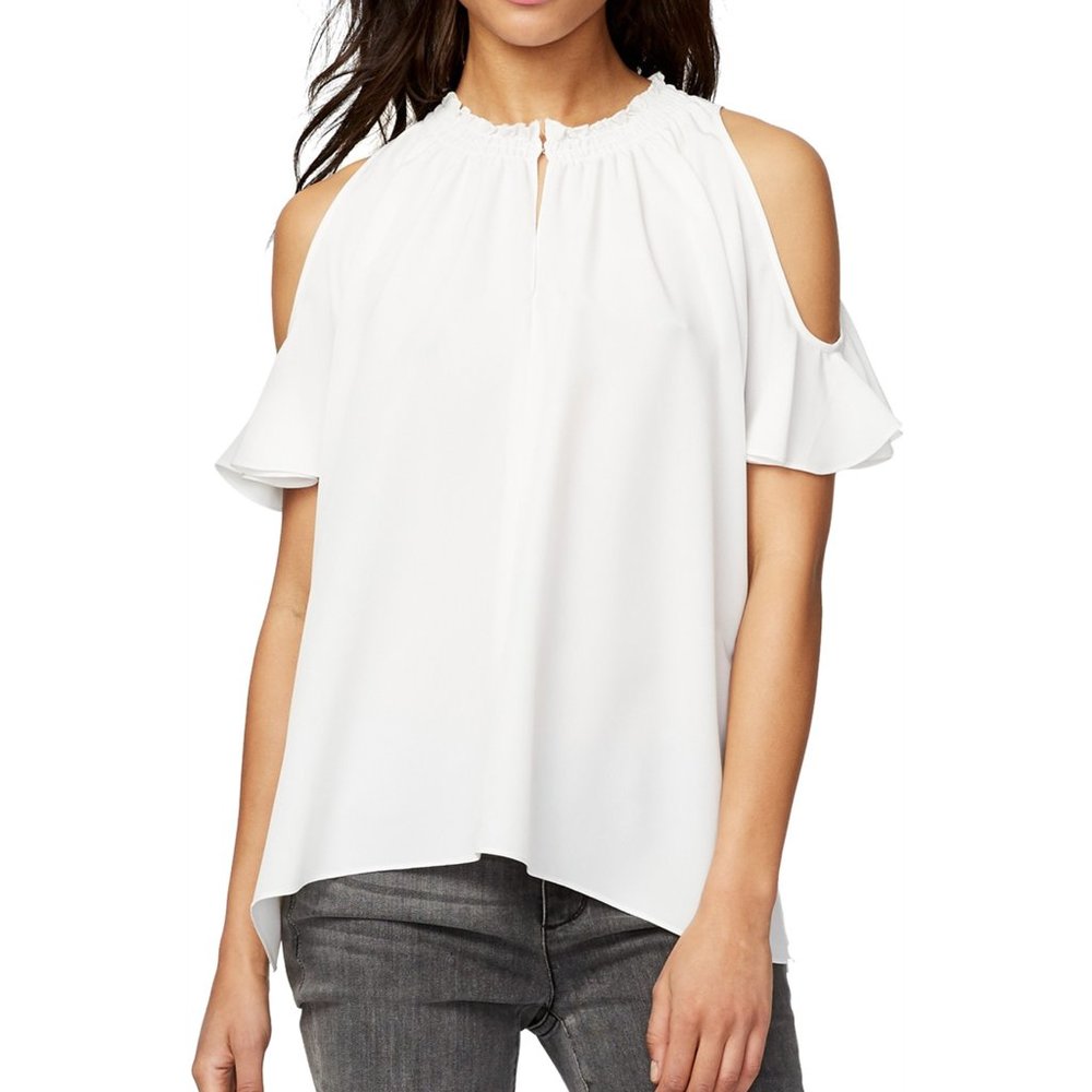 Rachel Roy Essentials High Neck Cold Shoulder Top
